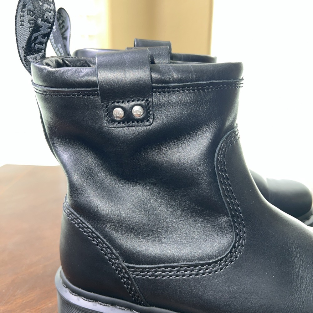 Dr. Martens Anistone Lo Unisex Black Leather Boots Women 9 Men 8 Biker Grunge - Picture 7 of 11